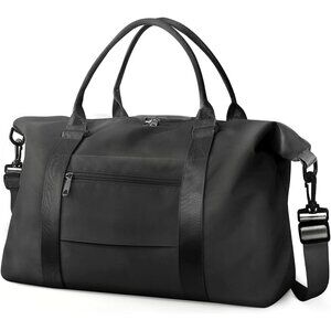 Women's Black Travel Duffle Waterproof Weekender Carry Trolley Sleeve Tote Bag